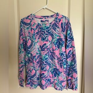 Lilly Pulitzer Pink and Blue Floral Sweatshirt